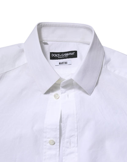 Dolce &amp; Gabbana Weißes Langarm-Martini-Hemd aus Baumwolle