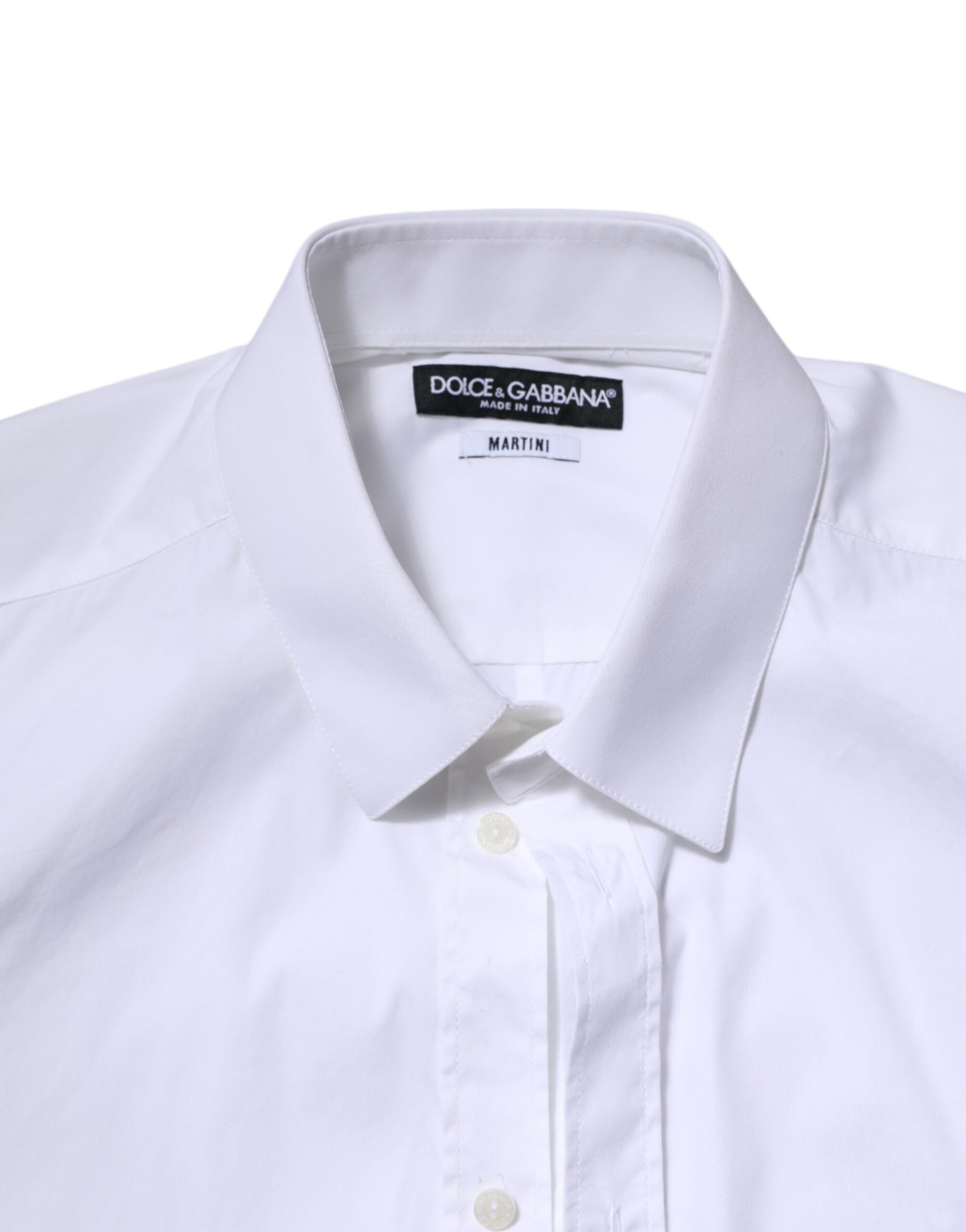 Dolce &amp; Gabbana Weißes Langarm-Martini-Hemd aus Baumwolle