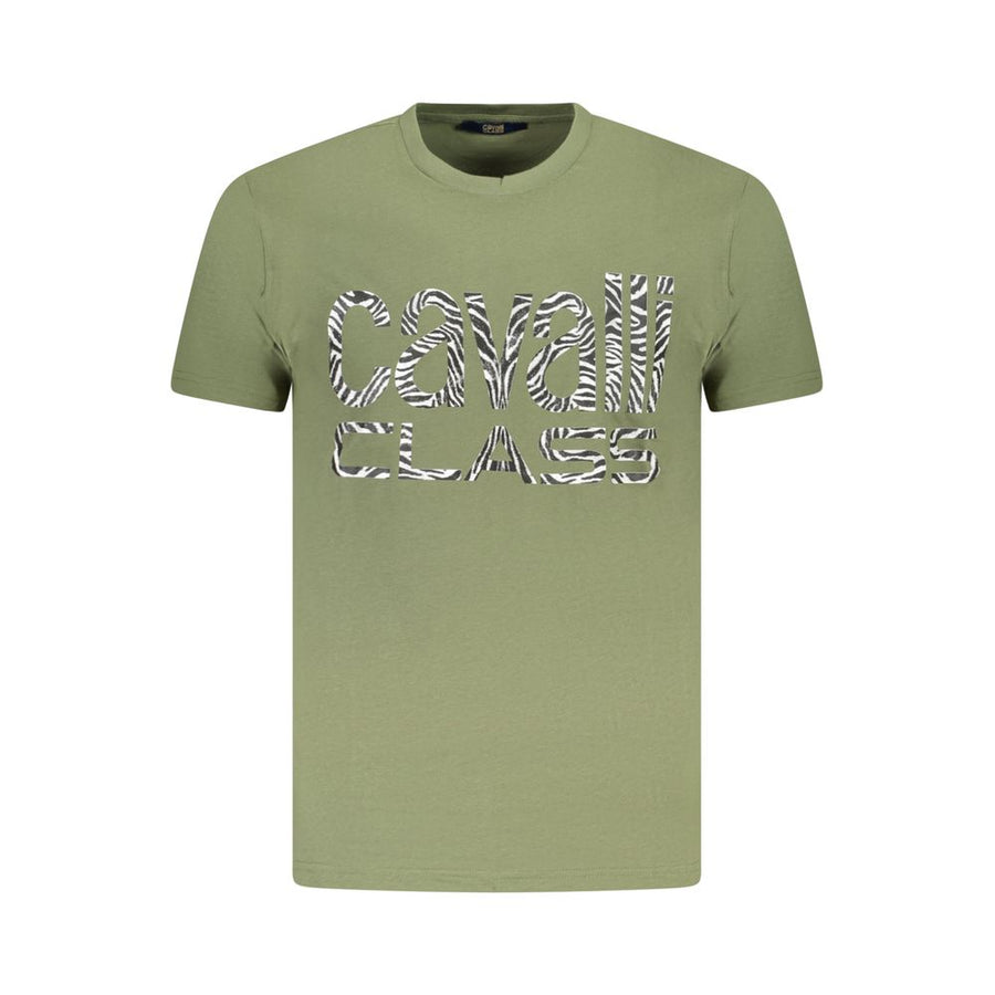 Cavalli Class Green Cotton Men T-Shirt