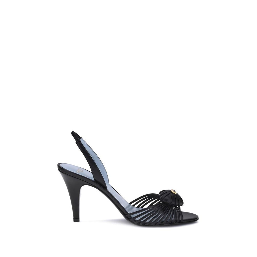 Valentino Garavani Black Calf Leather Bos Taurus Stiletto Heel Sandals