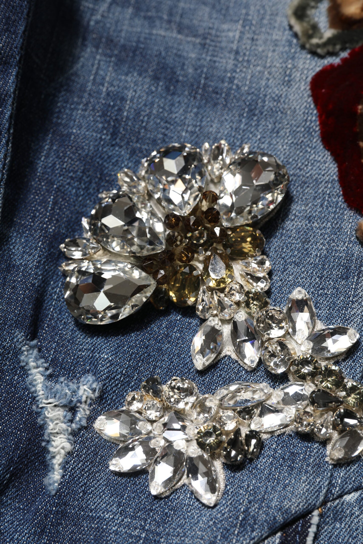 Dolce &amp; Gabbana – Blaue Jeans aus Baumwoll-Denim mit Strassverzierung