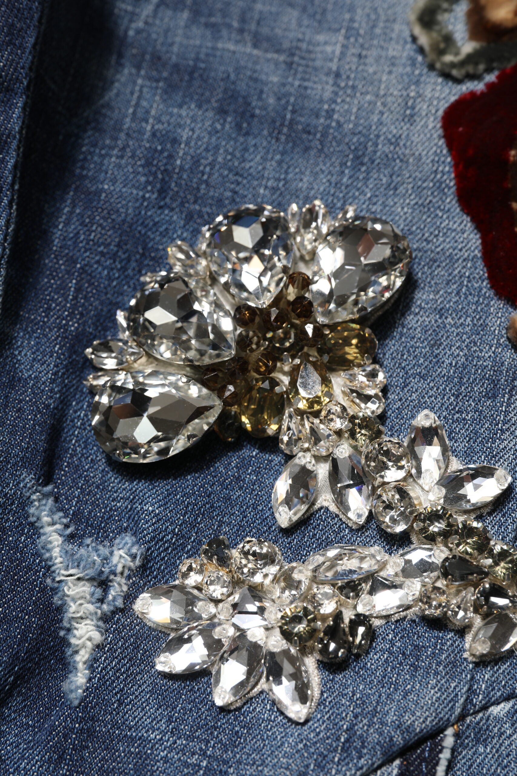 Dolce &amp; Gabbana – Blaue Jeans aus Baumwoll-Denim mit Strassverzierung