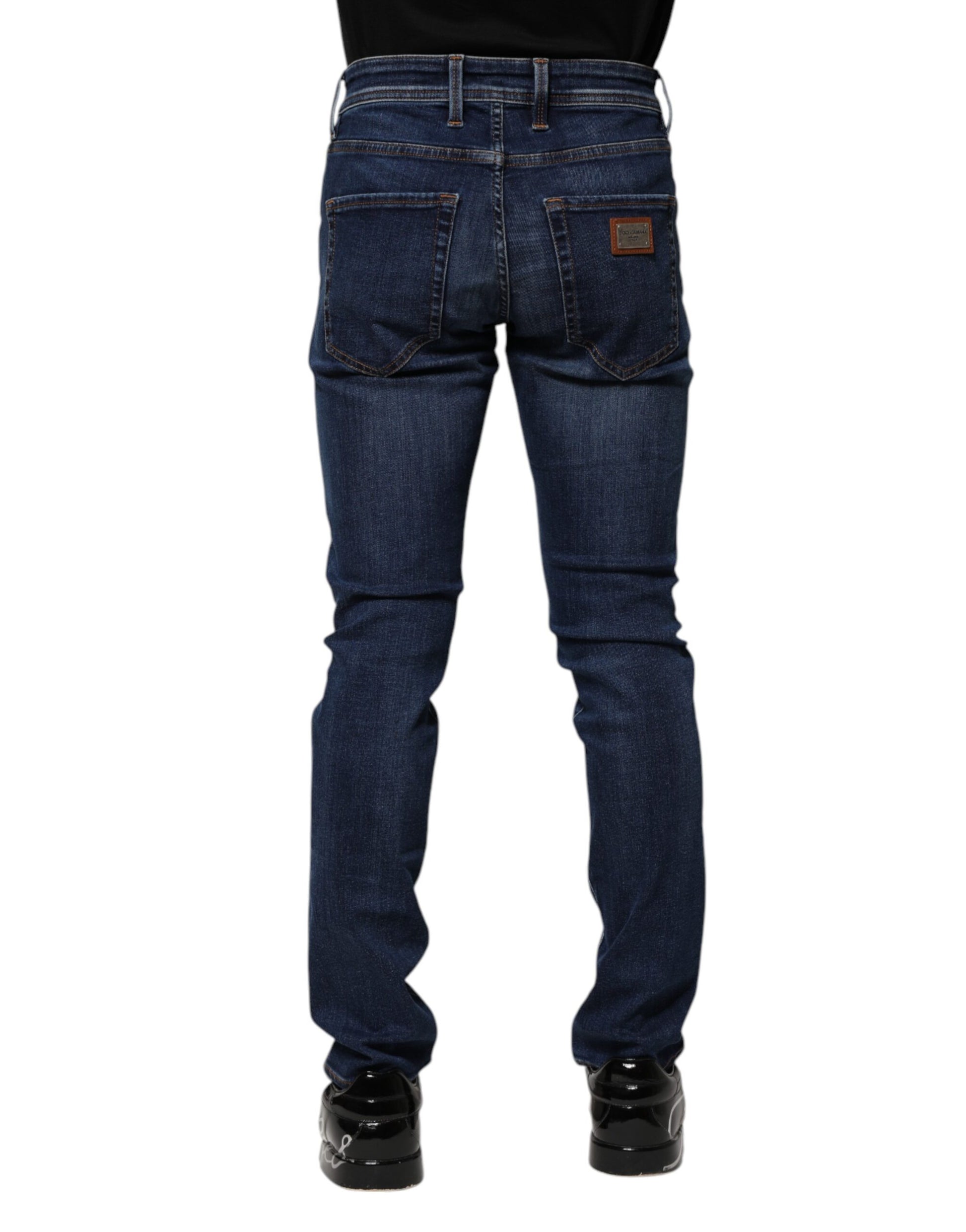 Dolce &amp; Gabbana Dunkelblaue Skinny-Jeans aus Baumwolle