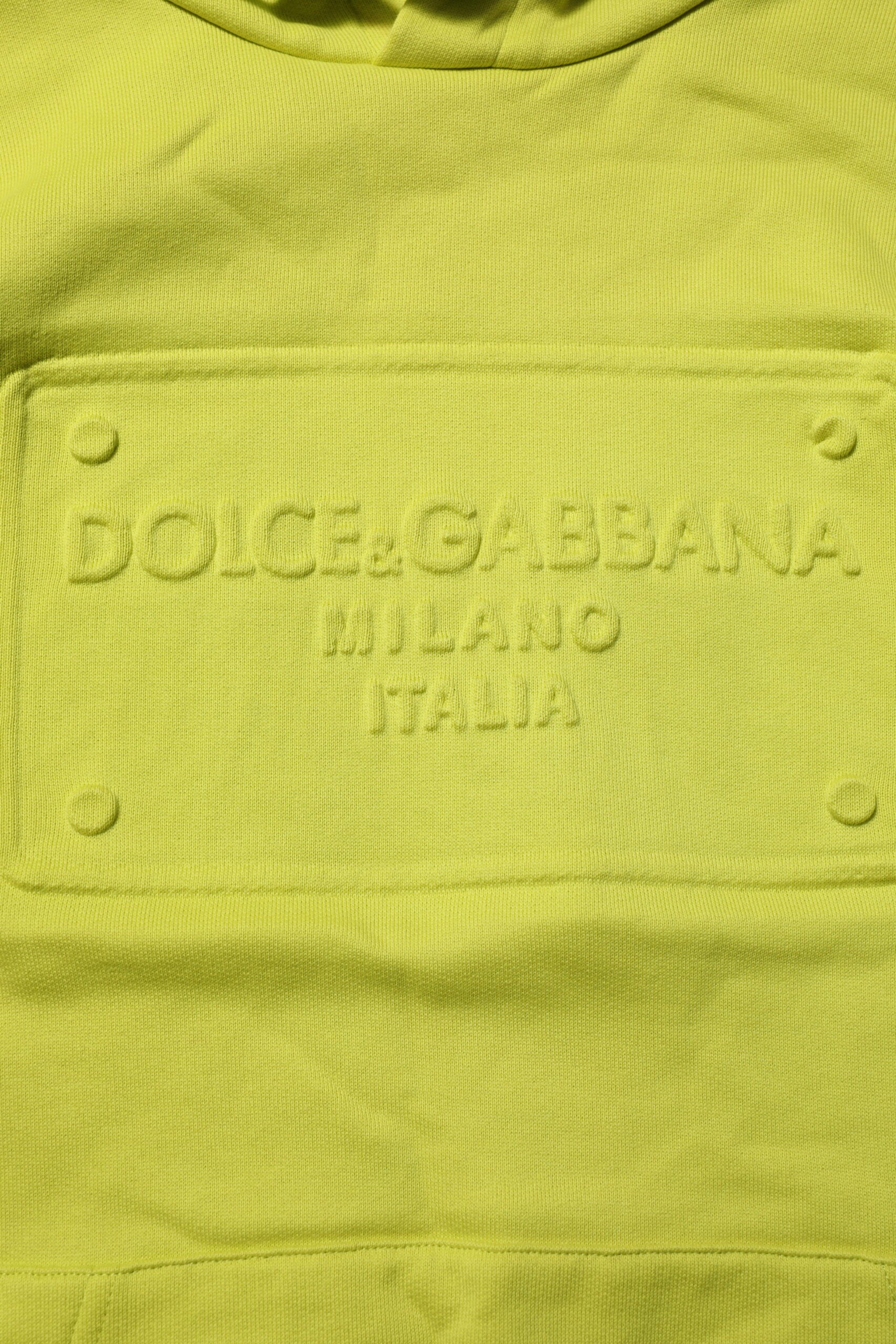 Dolce &amp; Gabbana – Grünes Baumwoll-Sweatshirt mit Kapuze und Logo