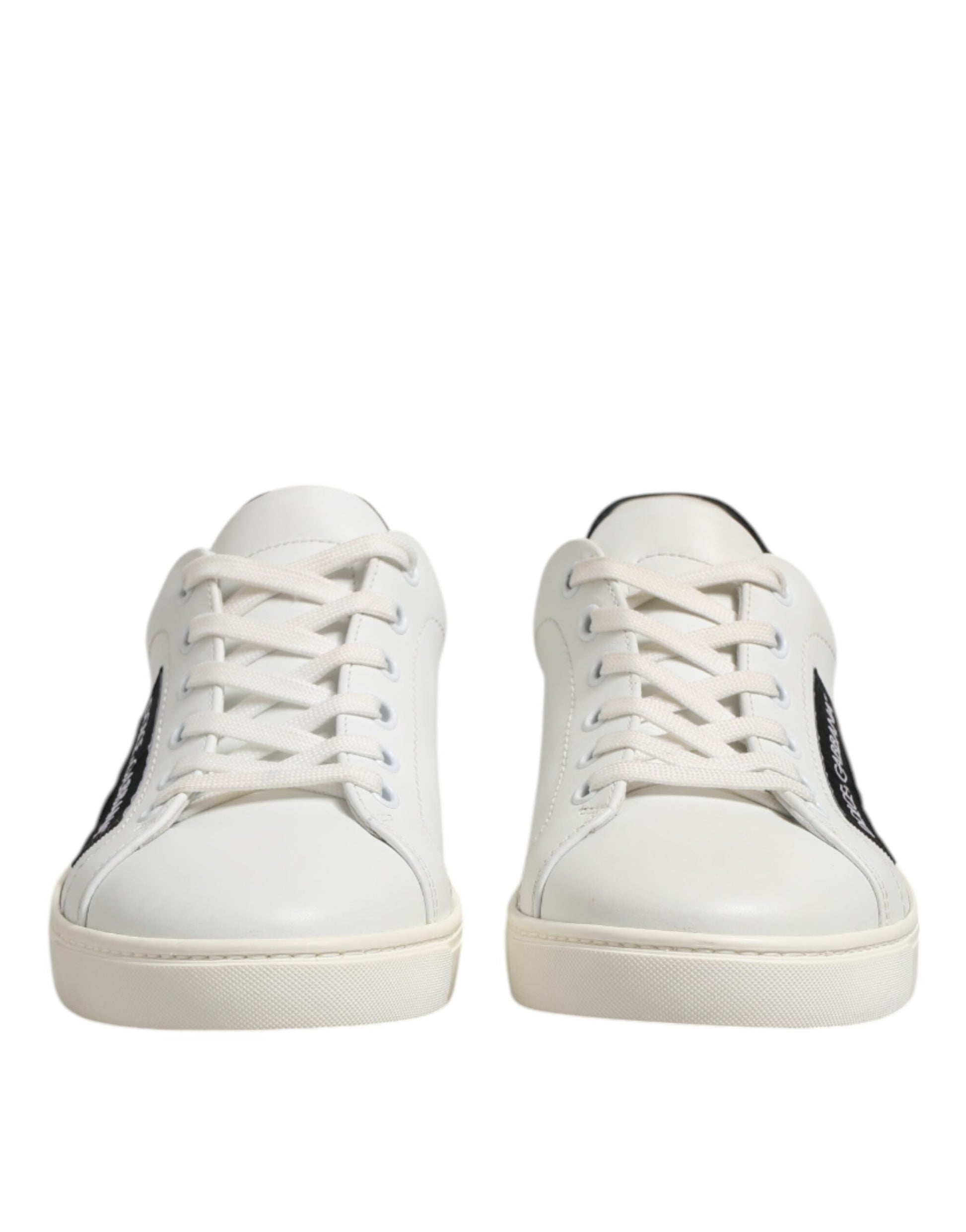 Dolce &amp; Gabbana Weiß Schwarz Leder Schnürschuhe Herren Sneakers
