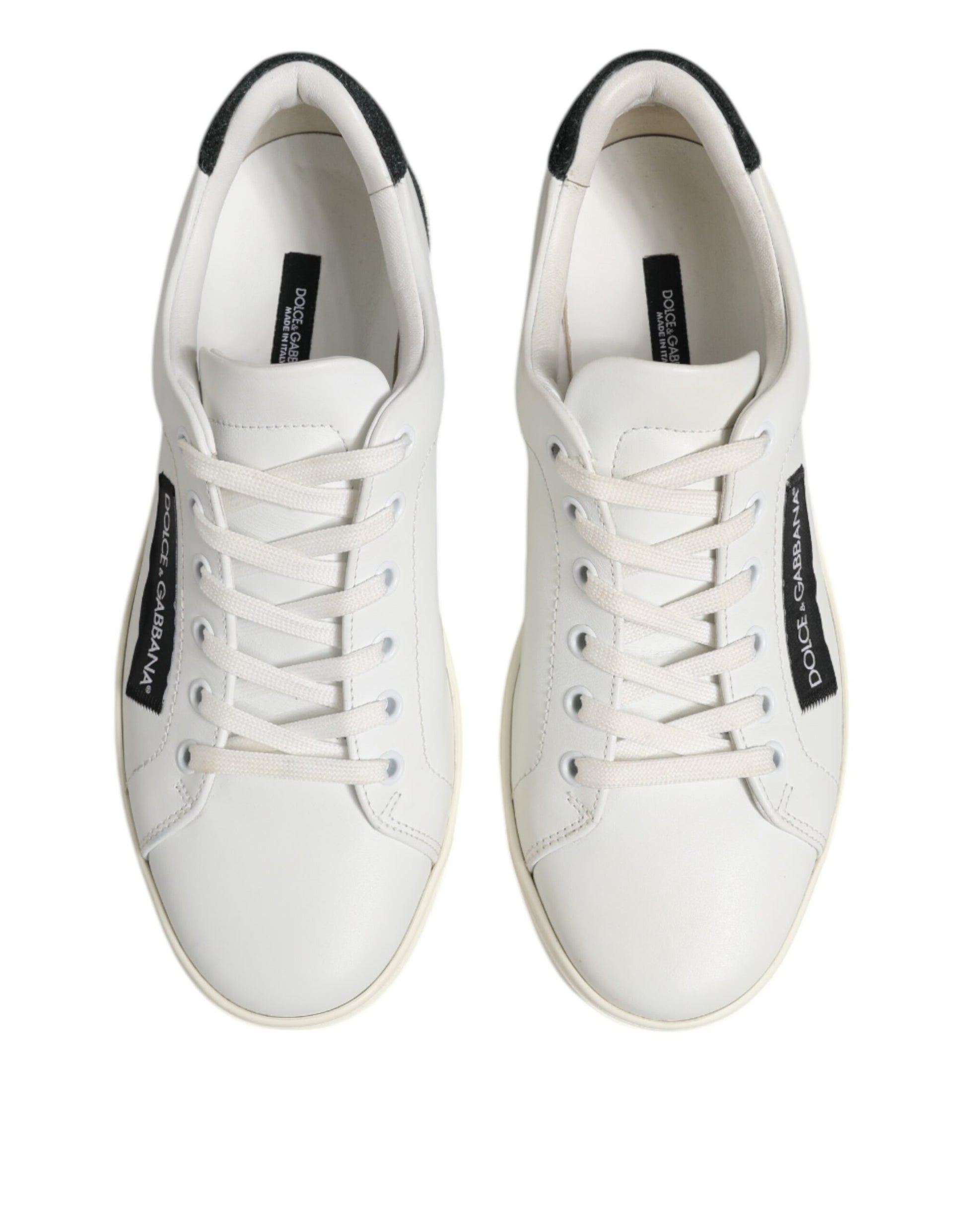 Dolce &amp; Gabbana Weiß Schwarz Leder Schnürschuhe Herren Sneakers