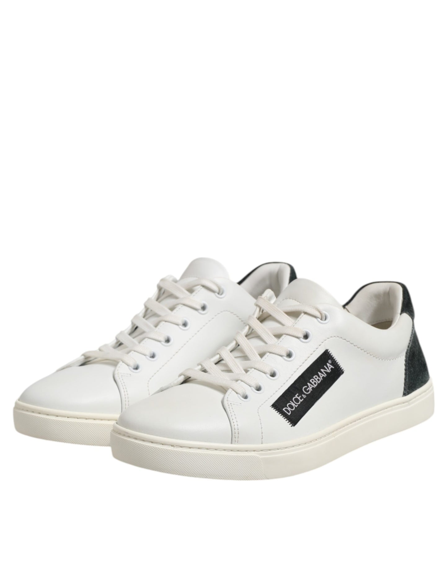 Dolce &amp; Gabbana Weiß Schwarz Leder Schnürschuhe Herren Sneakers