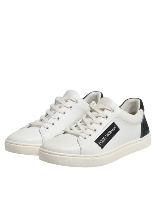 Dolce &amp; Gabbana Weiß Schwarz Leder Schnürschuhe Herren Sneakers