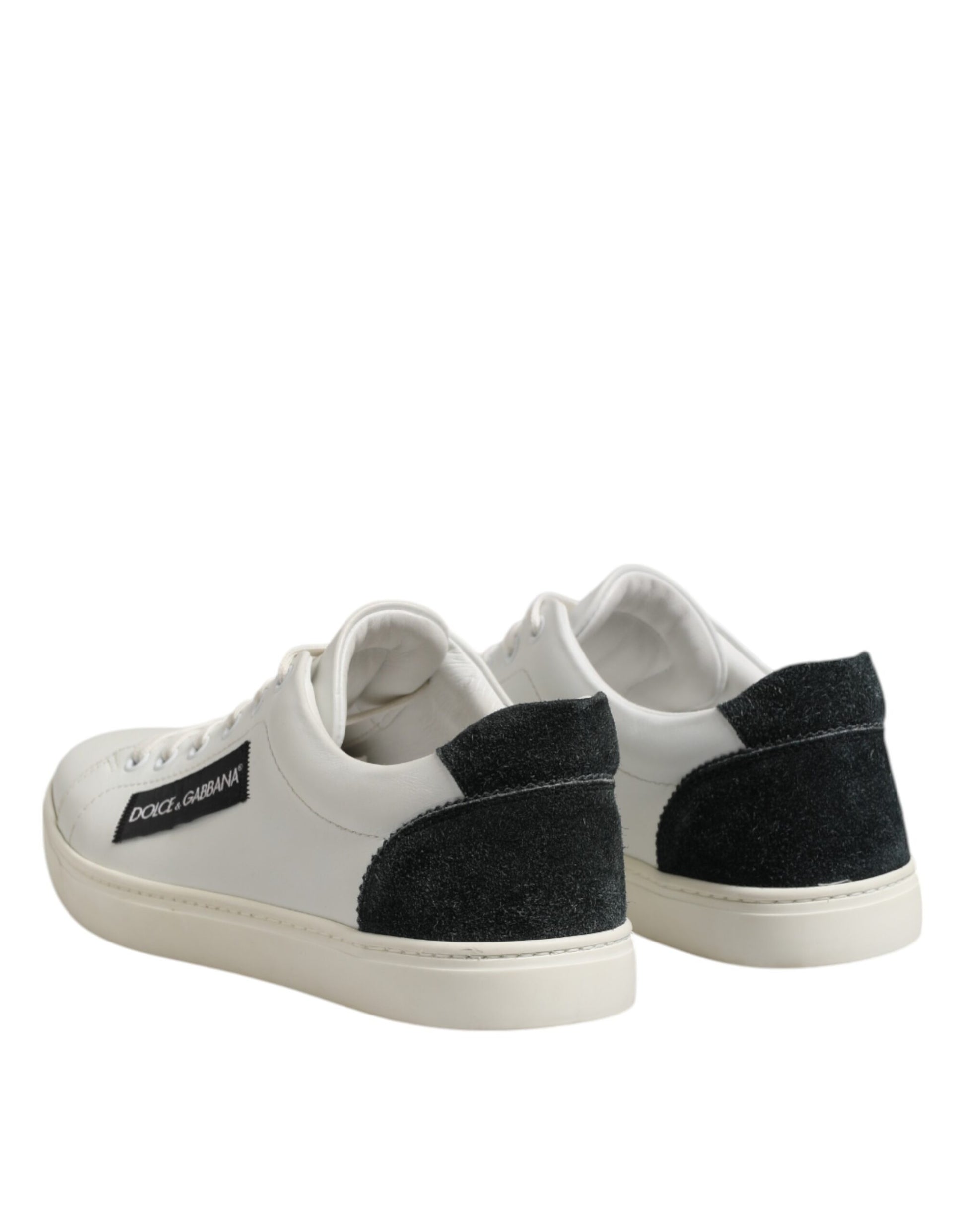 Dolce &amp; Gabbana Weiß Schwarz Leder Schnürschuhe Herren Sneakers
