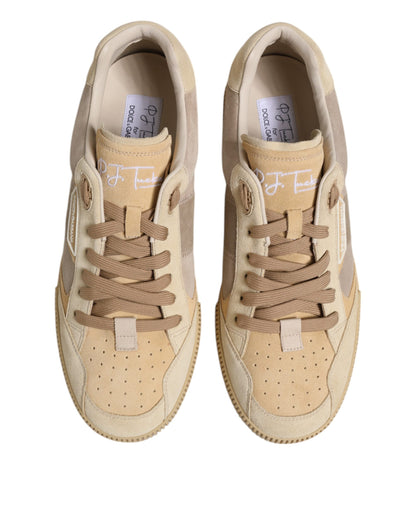 Dolce &amp; Gabbana Beige Leder Low Top Schnürschuhe