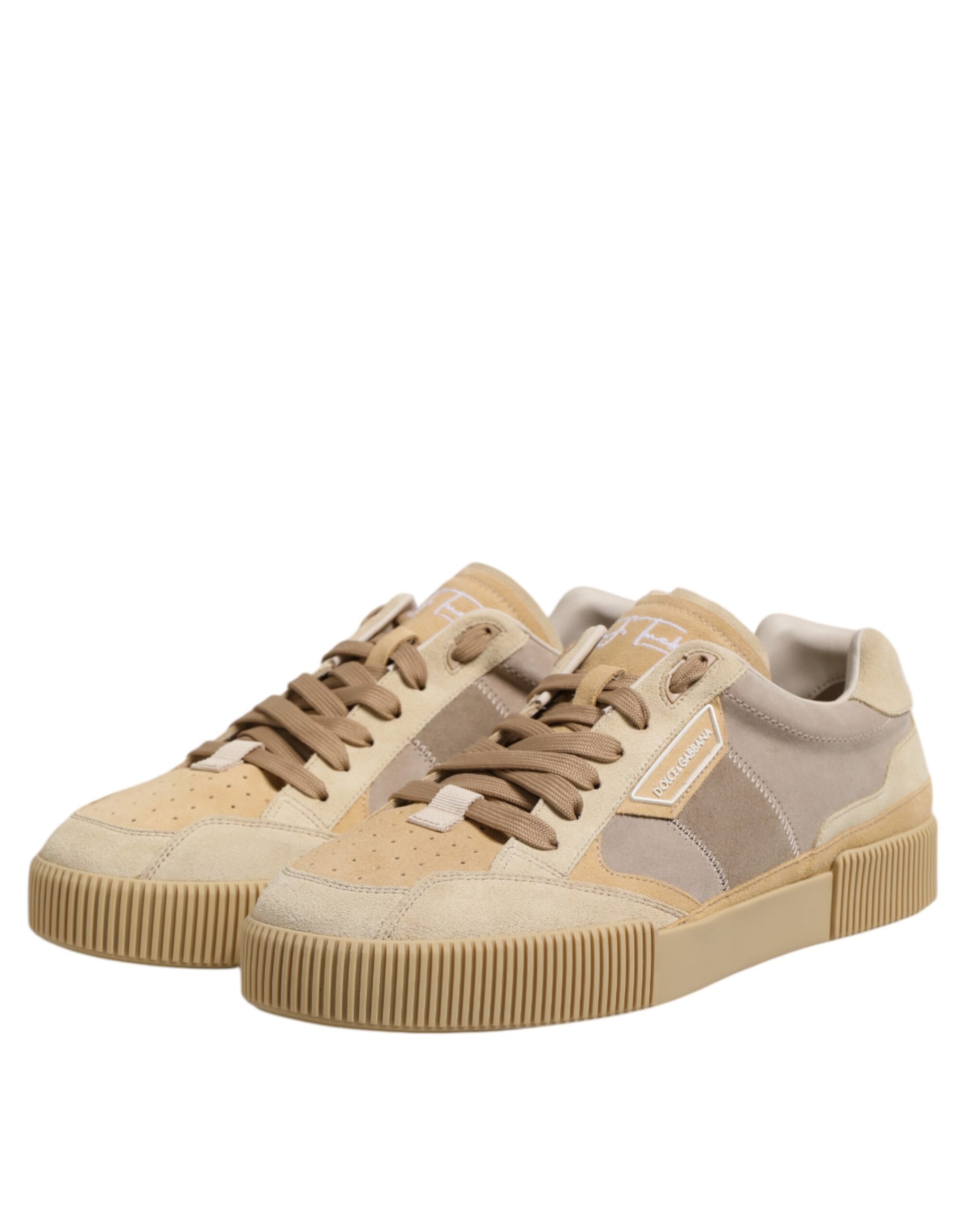 Dolce &amp; Gabbana Beige Leder Low Top Schnürschuhe