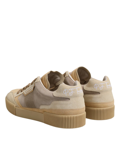 Dolce &amp; Gabbana Beige Leder Low Top Schnürschuhe