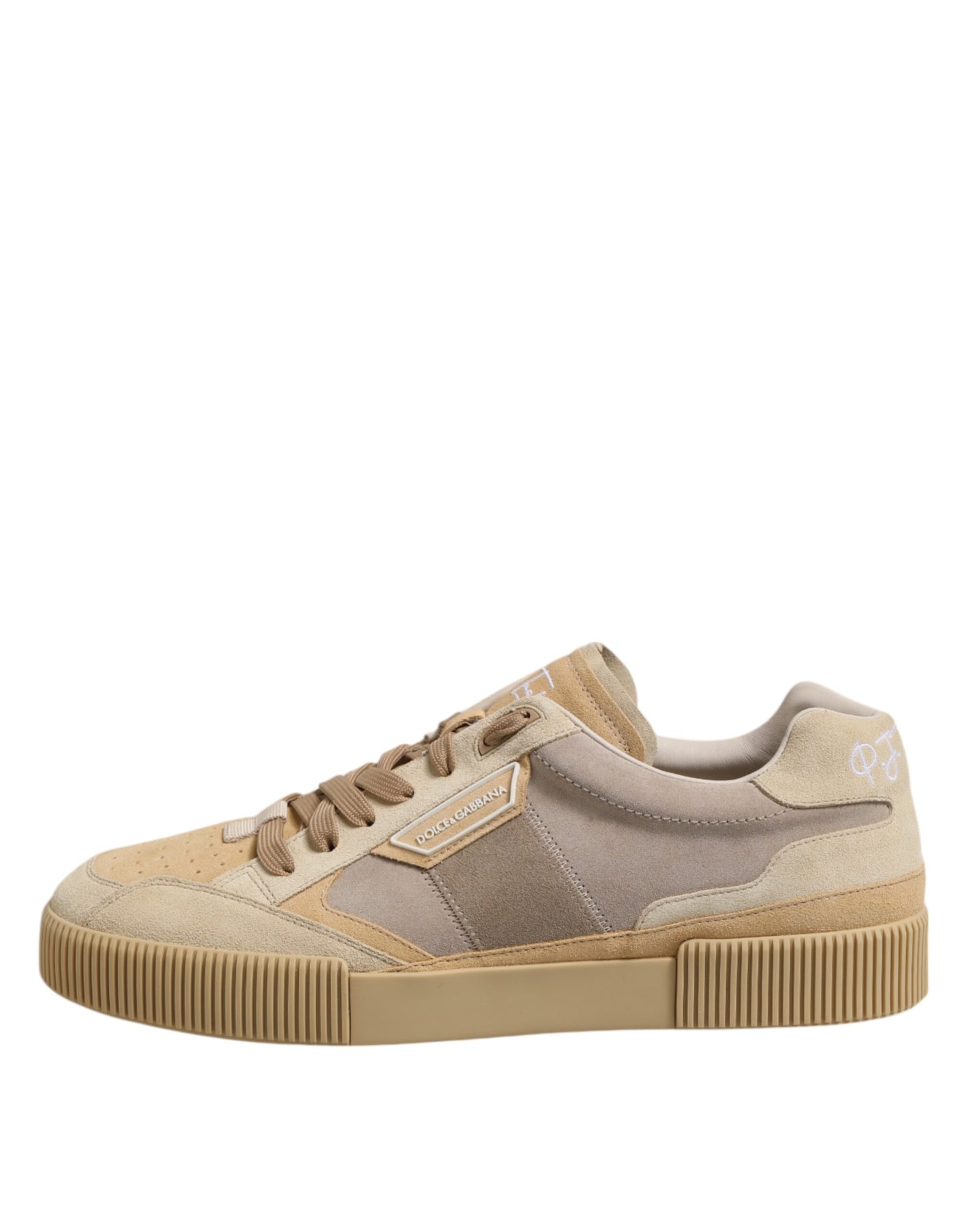 Dolce &amp; Gabbana Beige Leder Low Top Schnürschuhe