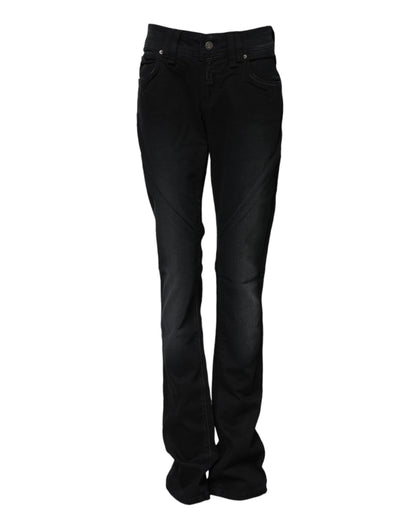 John Galliano Black Cotton Mid Waist Tapered Denim Jeans