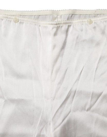 Dolce & Gabbana Ivory Silk Tapered High Waist Pants