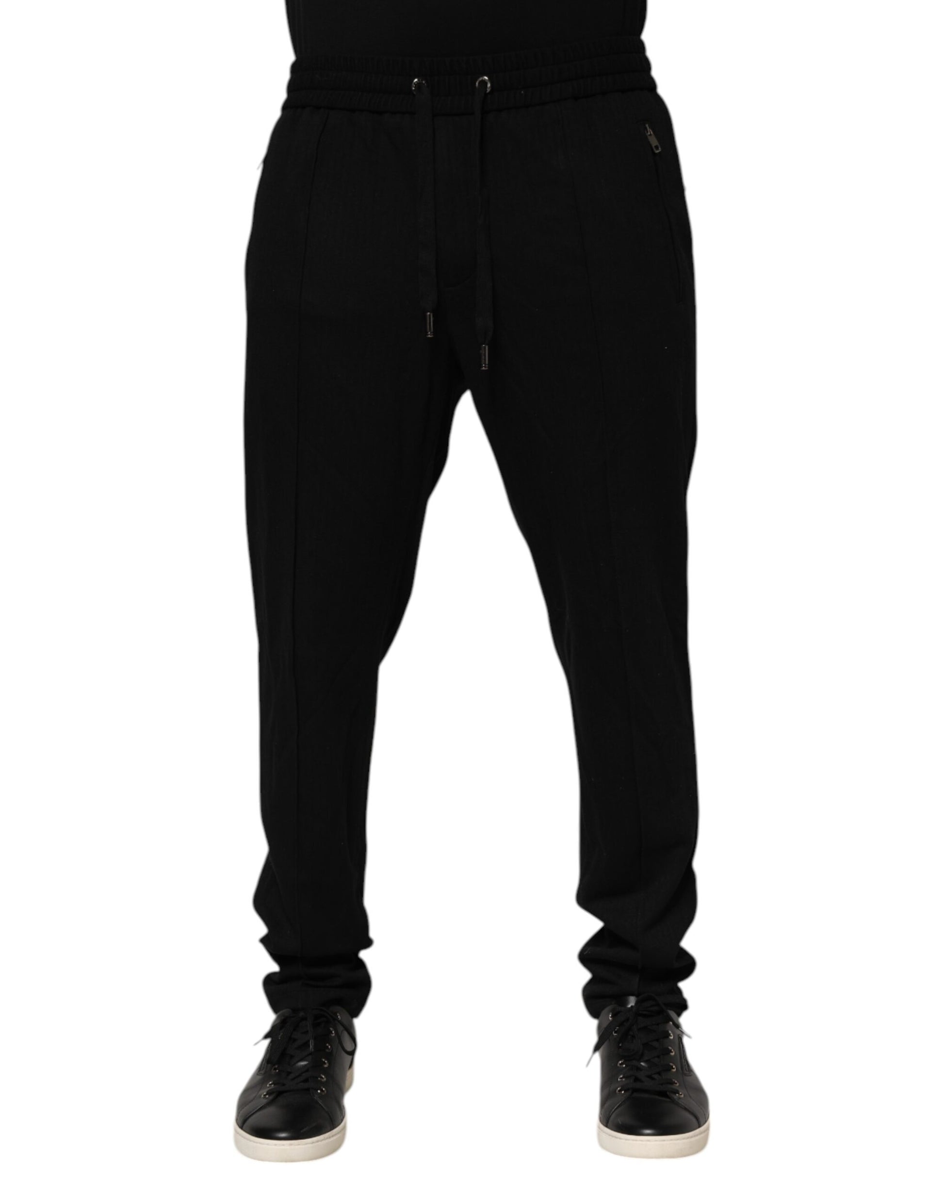 Dolce &amp; Gabbana – Schwarze, schmale Jogginghose aus Viskose mit Logo für Herren