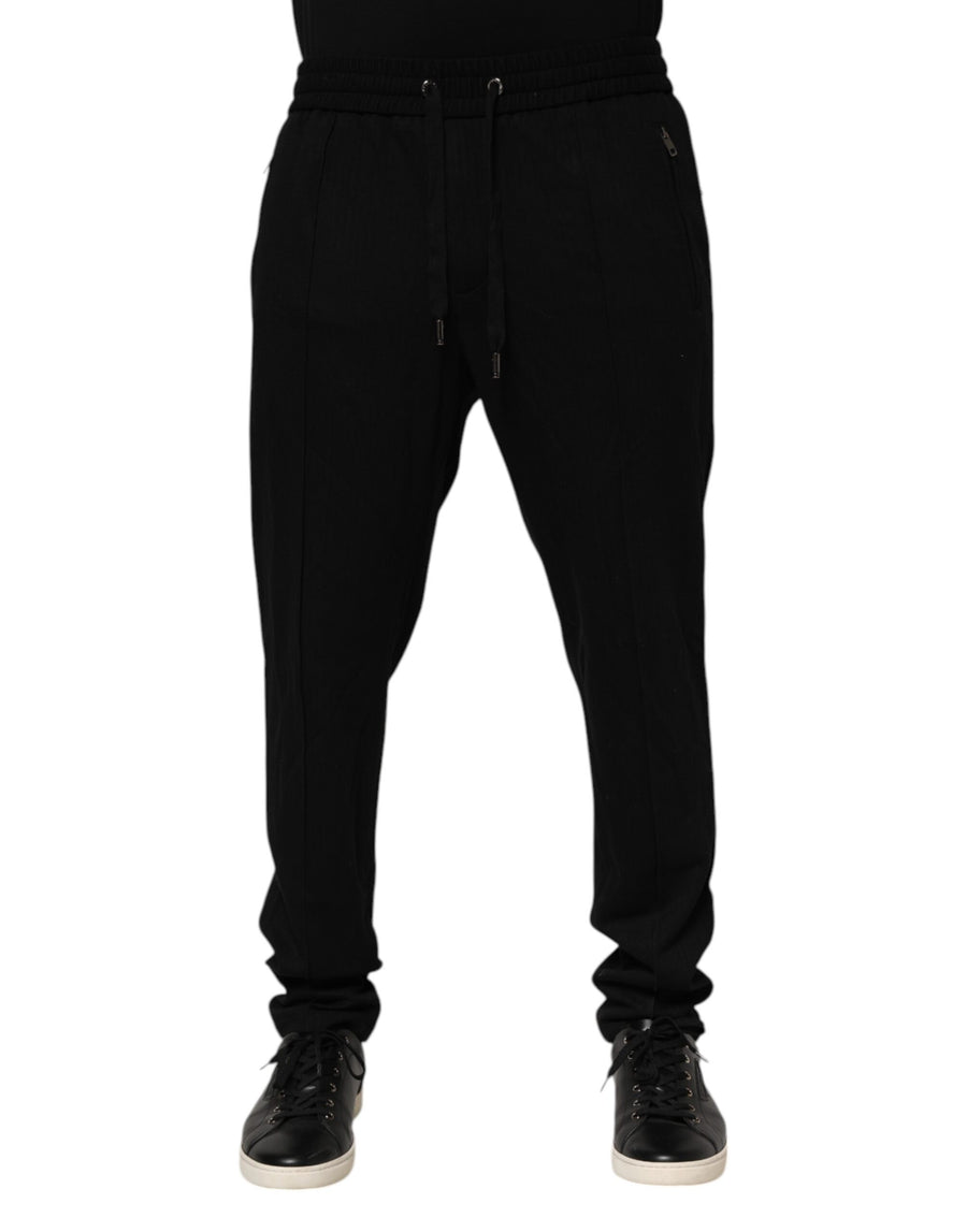 Dolce & Gabbana – Schwarze, schmale Jogginghose aus Viskose mit Logo für Herren
