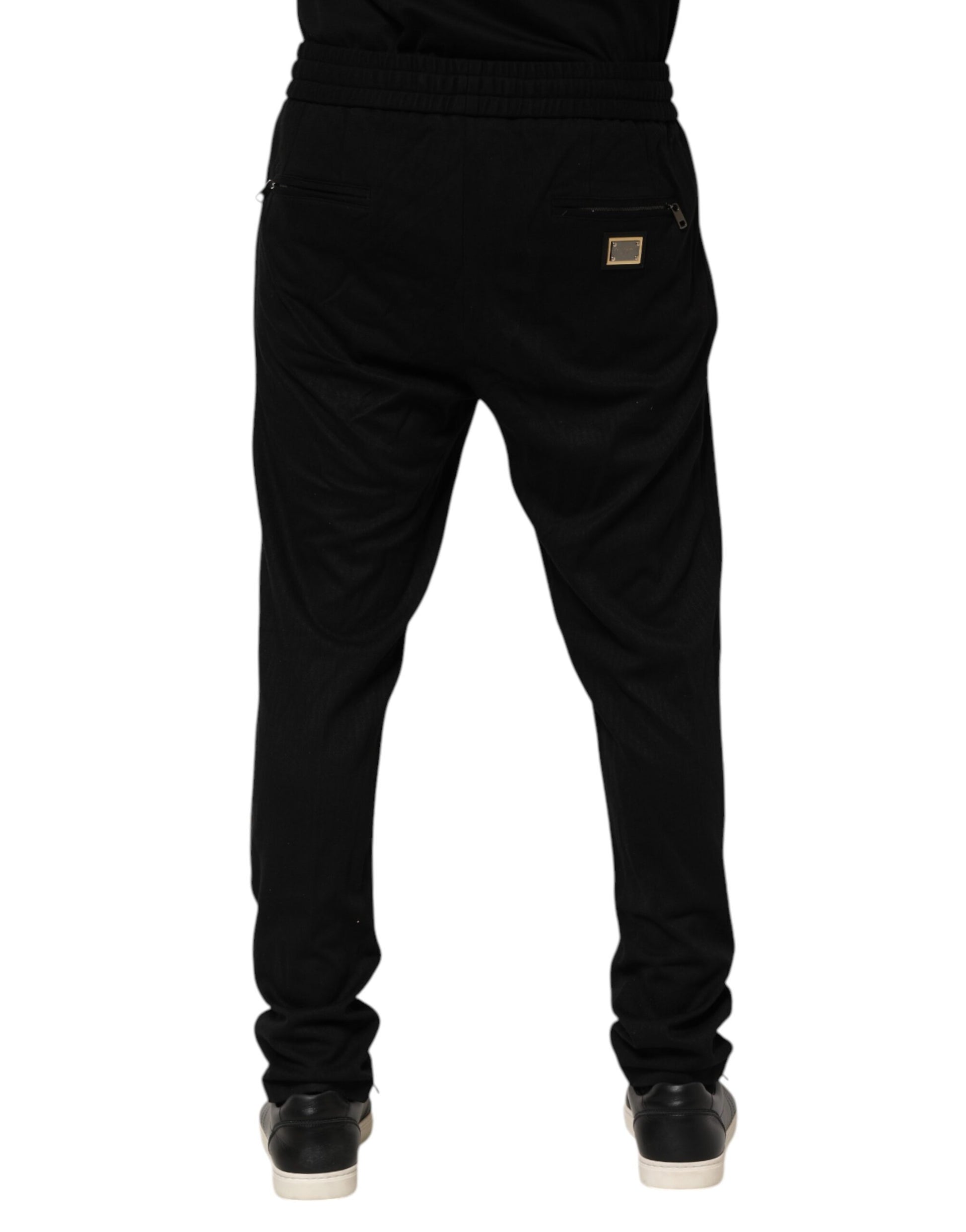 Dolce &amp; Gabbana – Schwarze, schmale Jogginghose aus Viskose mit Logo für Herren