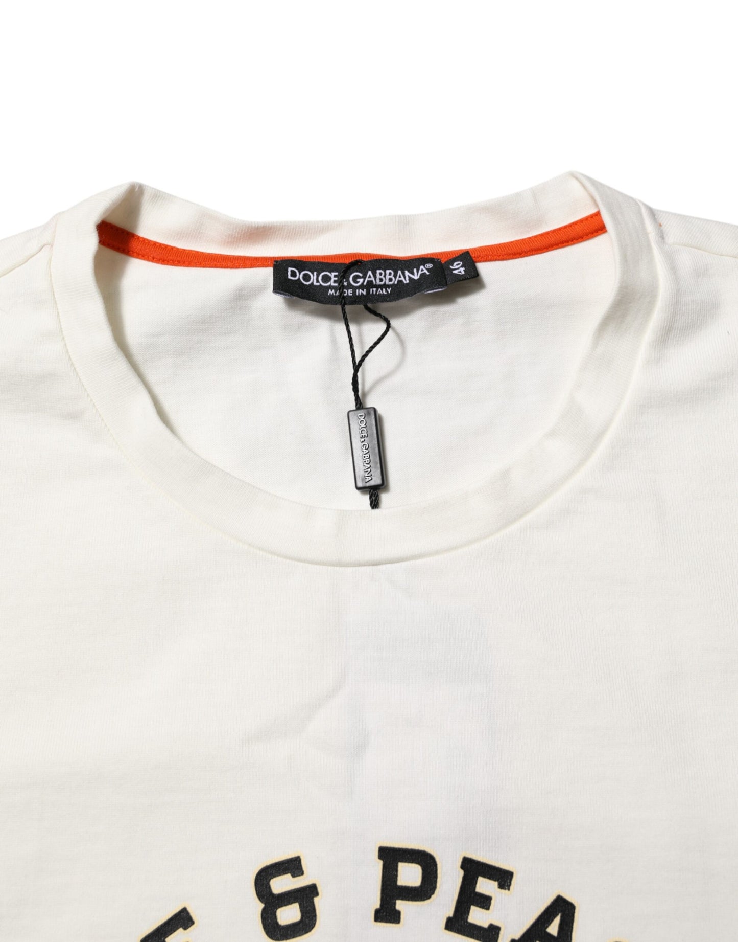 Dolce & Gabbana White Love Peace Cotton Men Crew Neck T-shirt