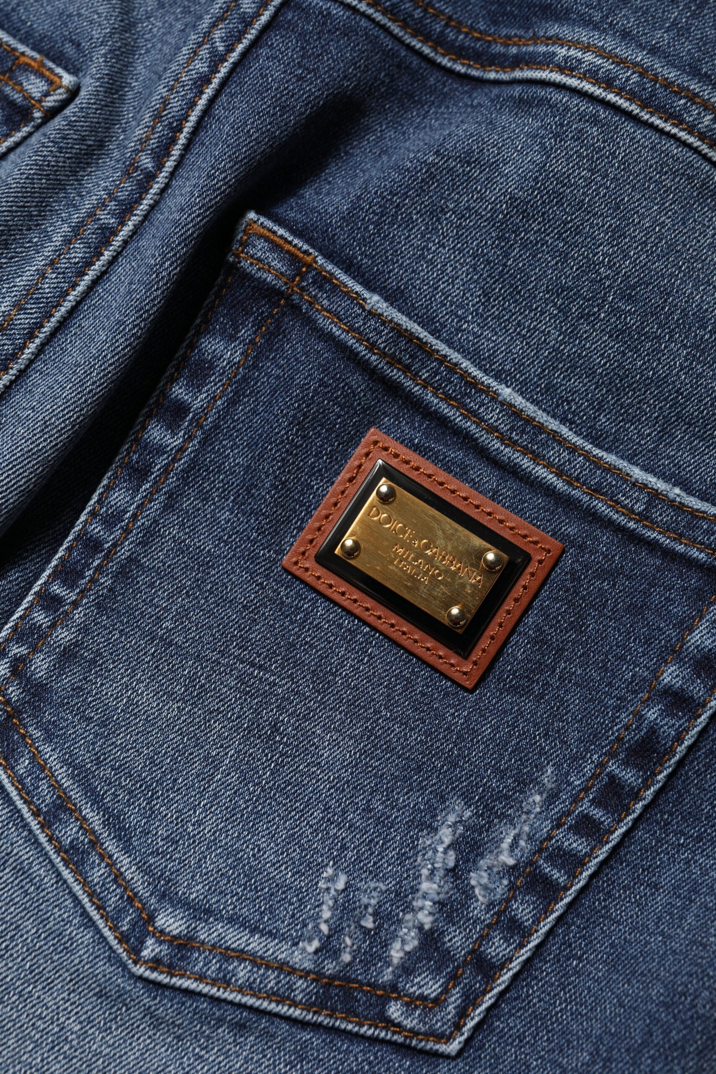 Dolce & Gabbana Blue Rhinestone Embellished Denim Jeans