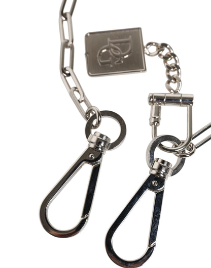 Dolce &amp; Gabbana Silberfarbene Metallkette DG Charm Gürtel Schlüsselanhänger
