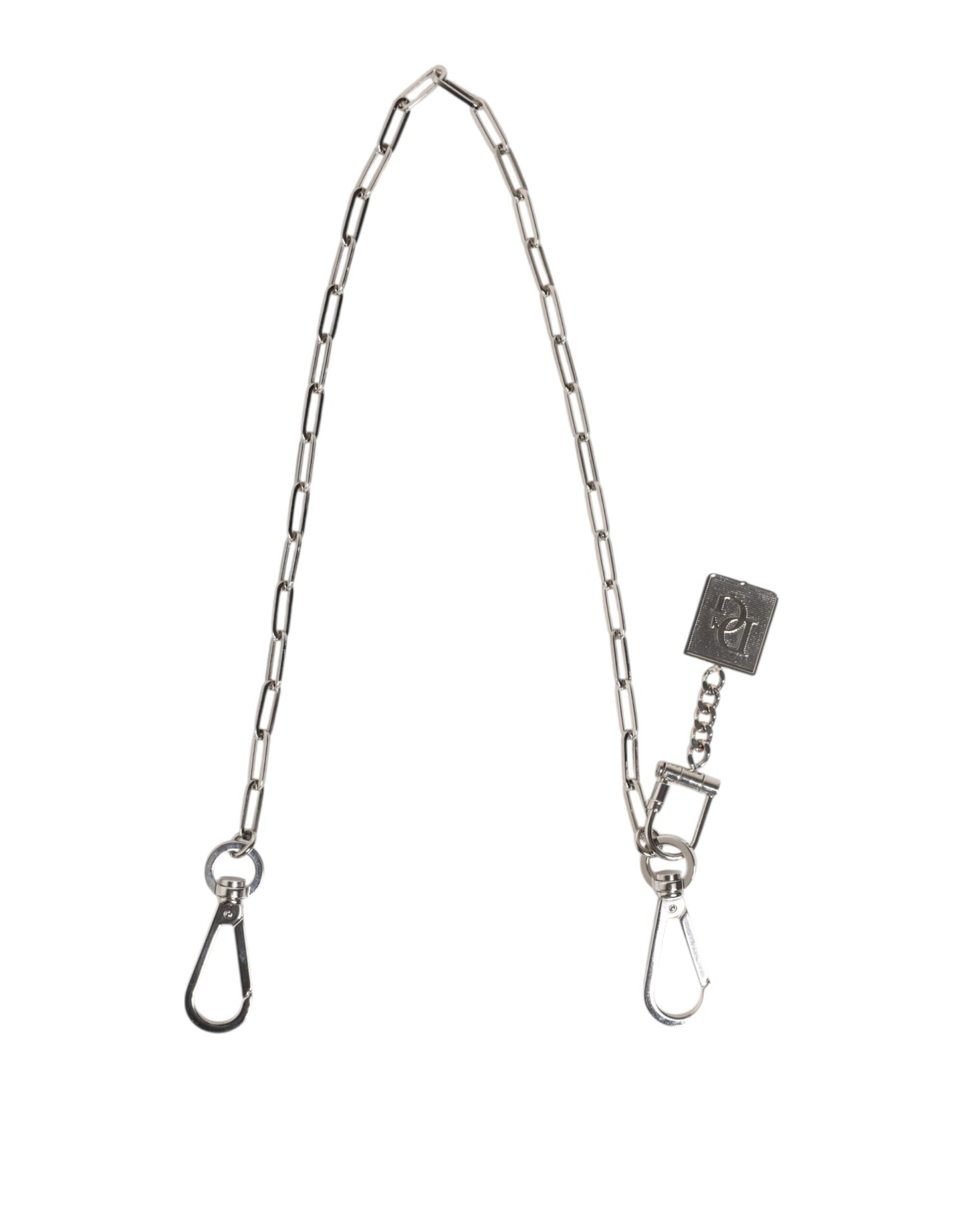 Dolce &amp; Gabbana Silberfarbene Metallkette DG Charm Gürtel Schlüsselanhänger