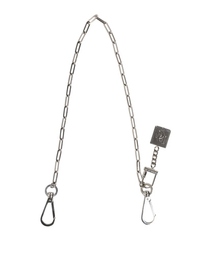 Dolce &amp; Gabbana Silberfarbene Metallkette DG Charm Gürtel Schlüsselanhänger