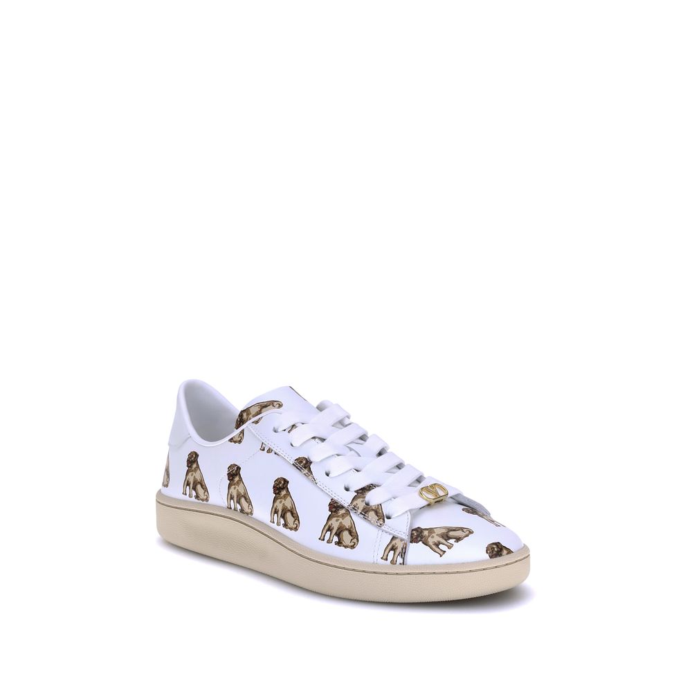 Valentino Garavani White Calf Leather Bos Taurus Low Top Sneakers
