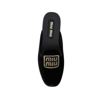 Miu Miu – Slip-On-Pantoletten mit Logostickerei