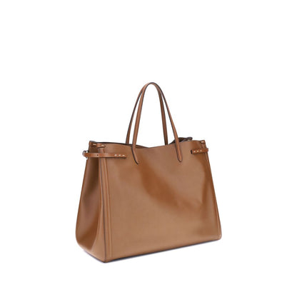Valentino Garavani Brown Calf Leather Bos Taurus Shoulder Bag