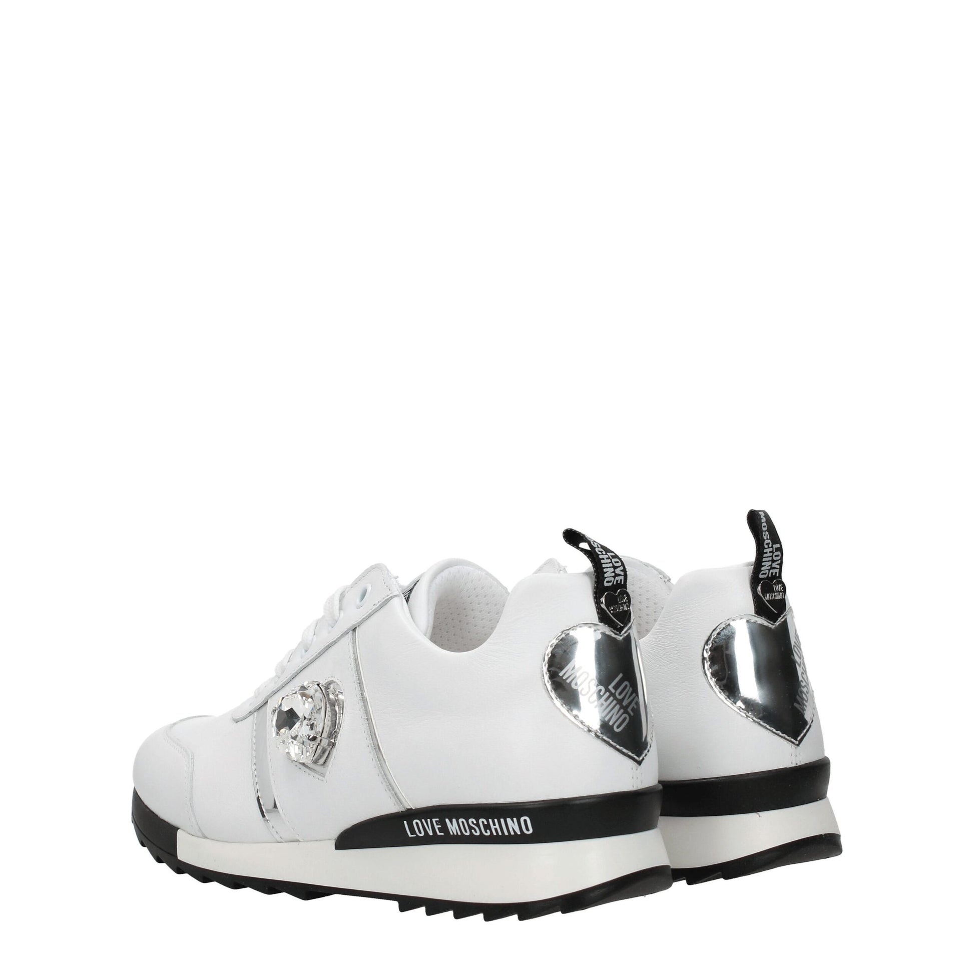 Love Moschino White Leather Low Tops