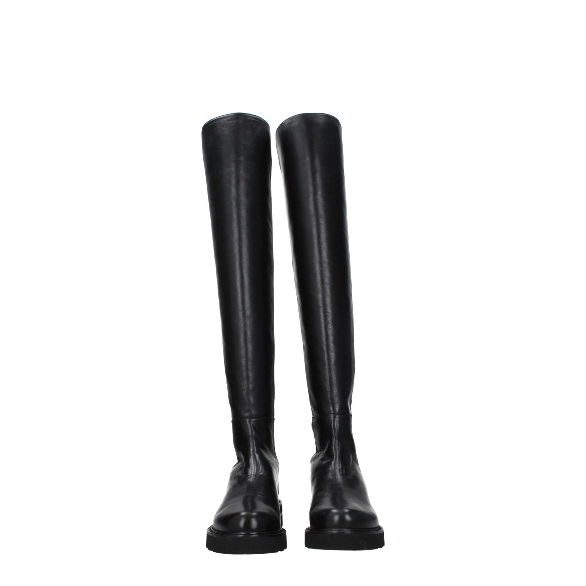 Stuart Weitzman Black Leather Over The Knee