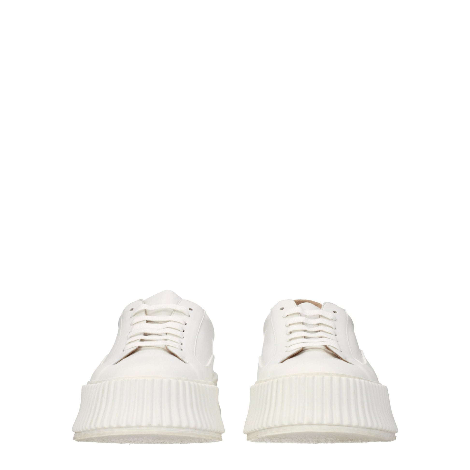 Jil Sander White Leather Platform Sneakers