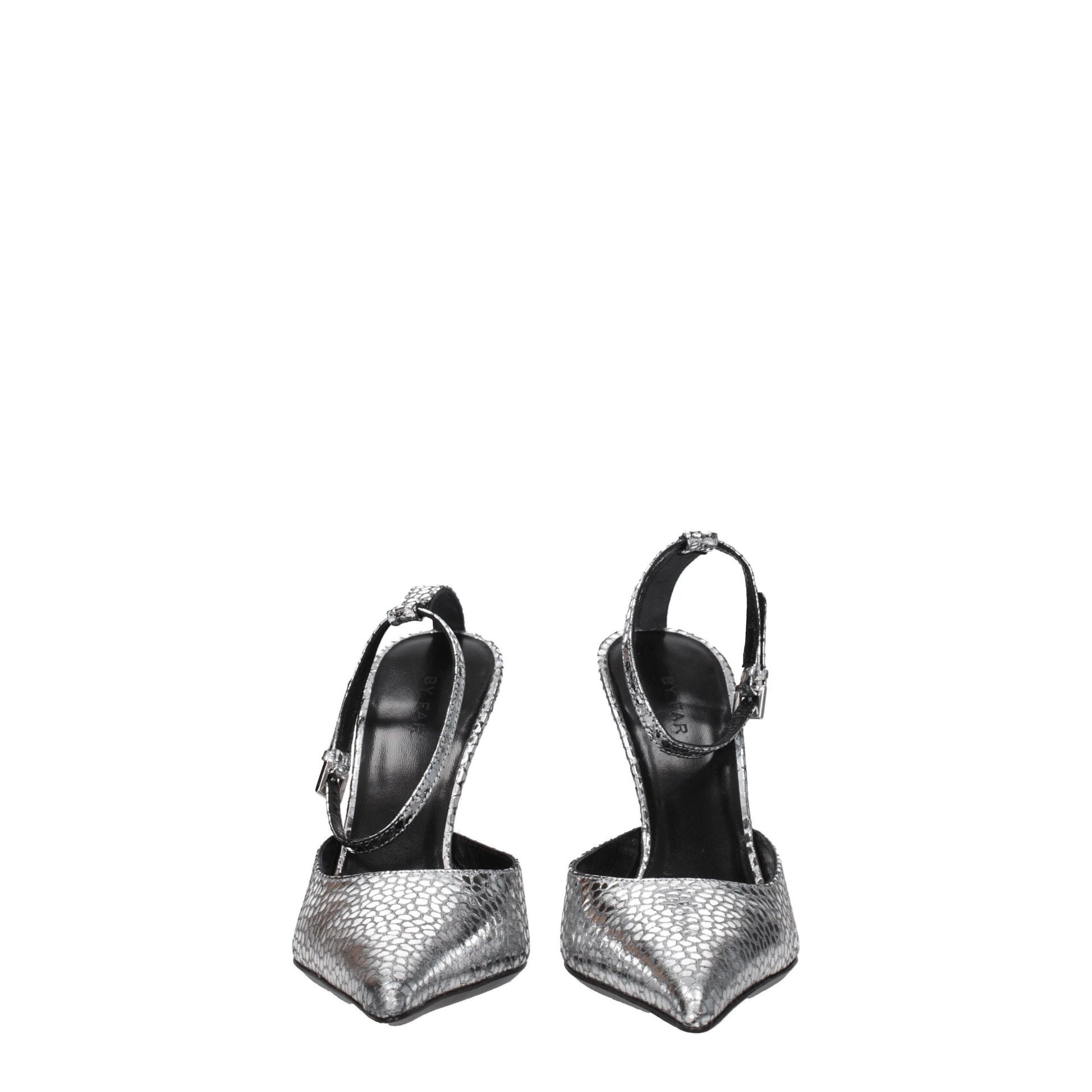 BY FAR Gray Leather High Heel Pumps