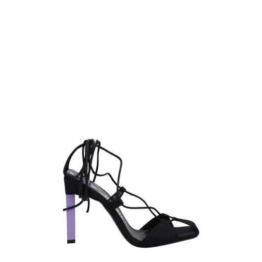 The Attico Black Fabric Stiletto Heel Sandals