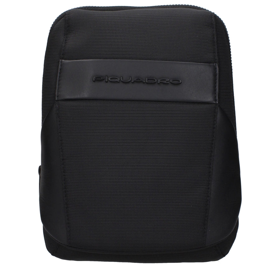 Piquadro Black Fabric Crossbody Bag