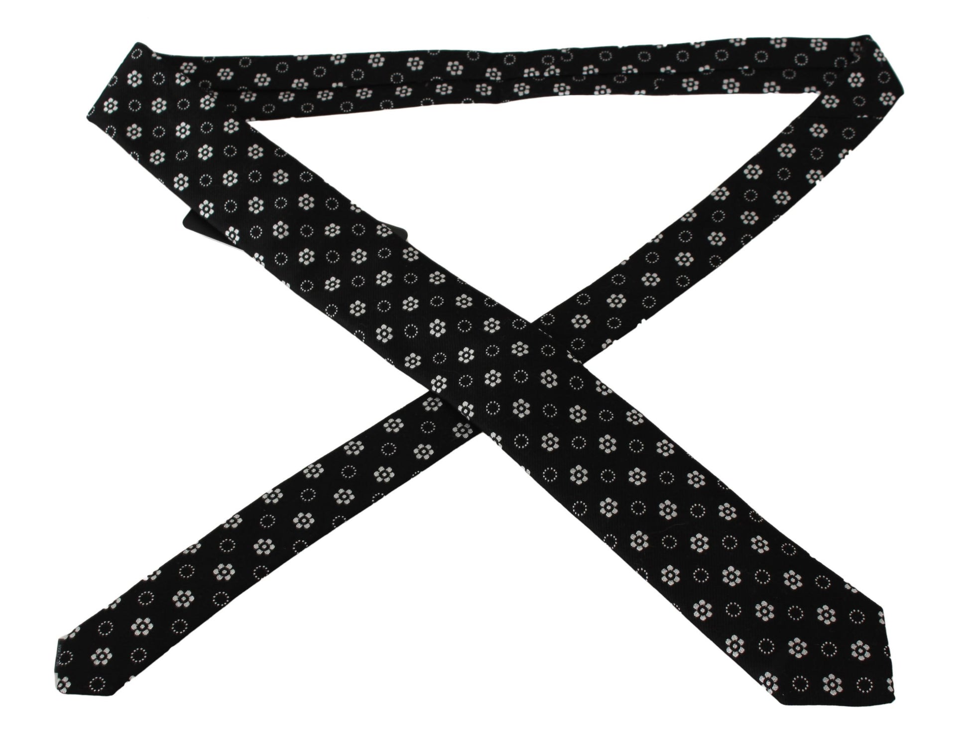 Dolce & Gabbana Black 100% Silk Floral Print Print Classic Tie
