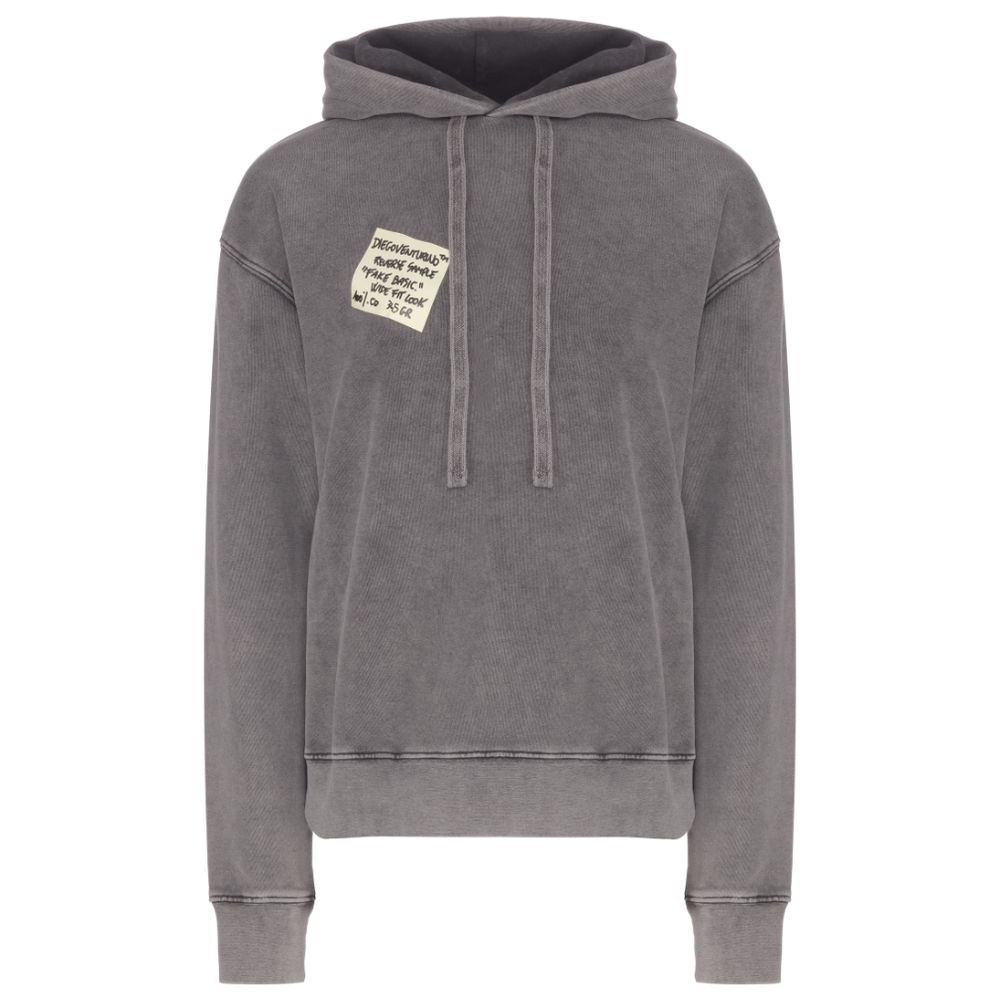 Diego Venturino Grauer Baumwoll-Herren-Kapuzenpullover