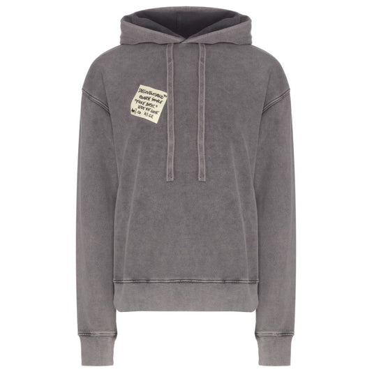 Diego Venturino Grauer Baumwoll-Herren-Kapuzenpullover