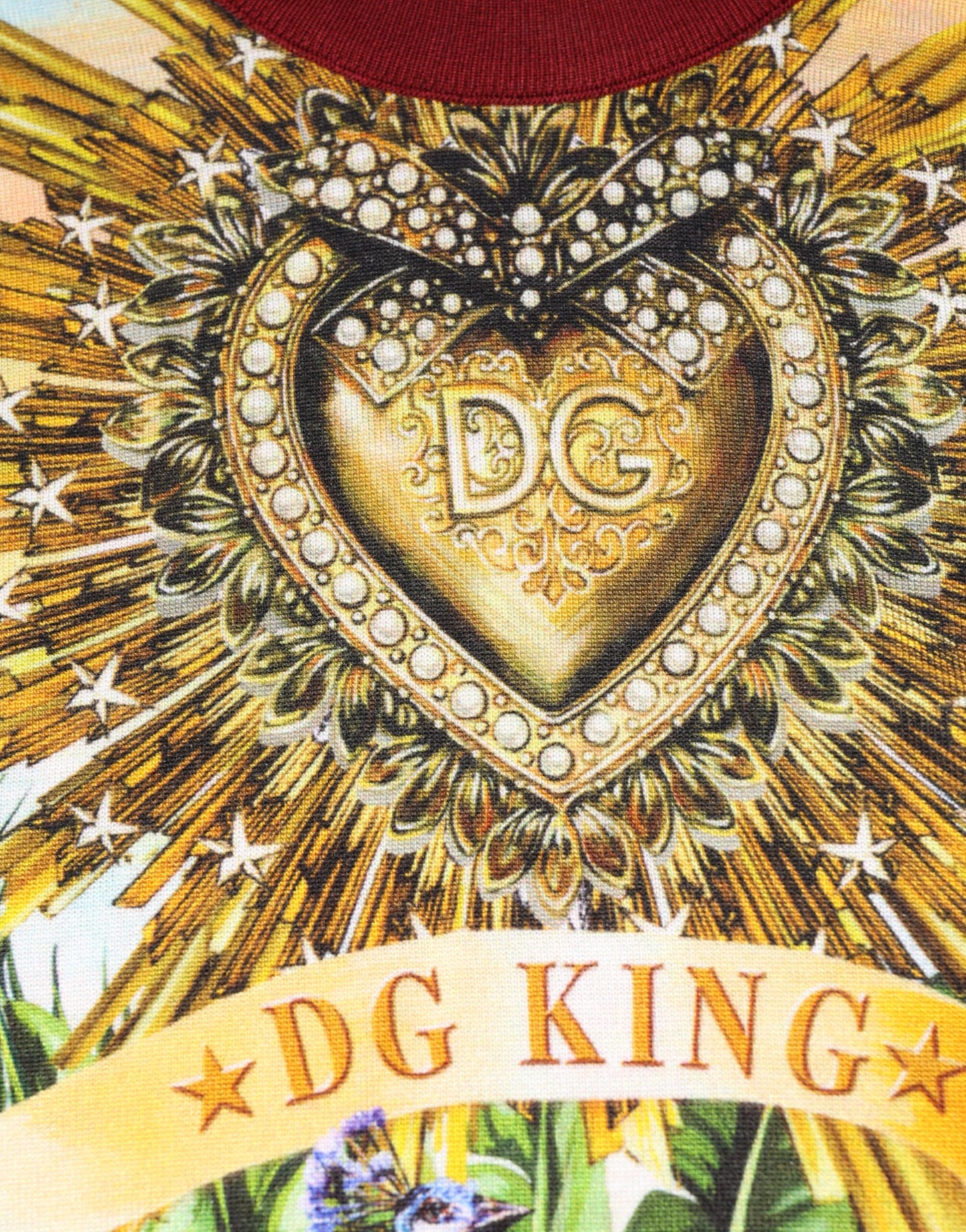 Dolce &amp; Gabbana Pullover aus Seide mit tropischem Herz und Krone