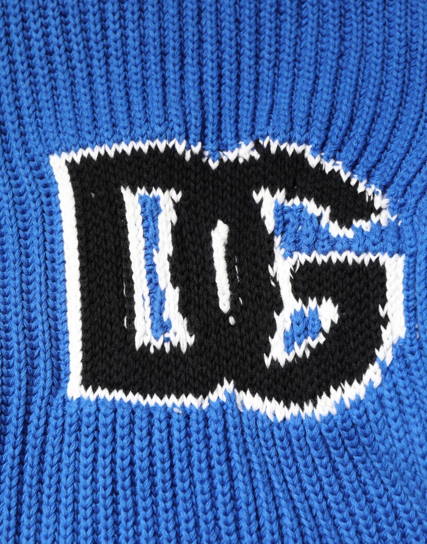 Dolce &amp; Gabbana – Blauer Cardigan aus gerippter Baumwolle mit Logo-Patch