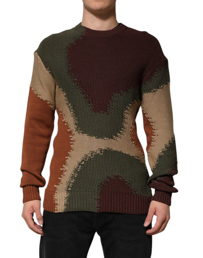 Dolce &amp; Gabbana Mehrfarbiger abstrakter Herrenpullover aus Baumwolle