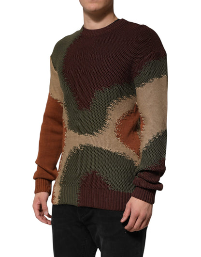 Dolce &amp; Gabbana Mehrfarbiger abstrakter Herrenpullover aus Baumwolle