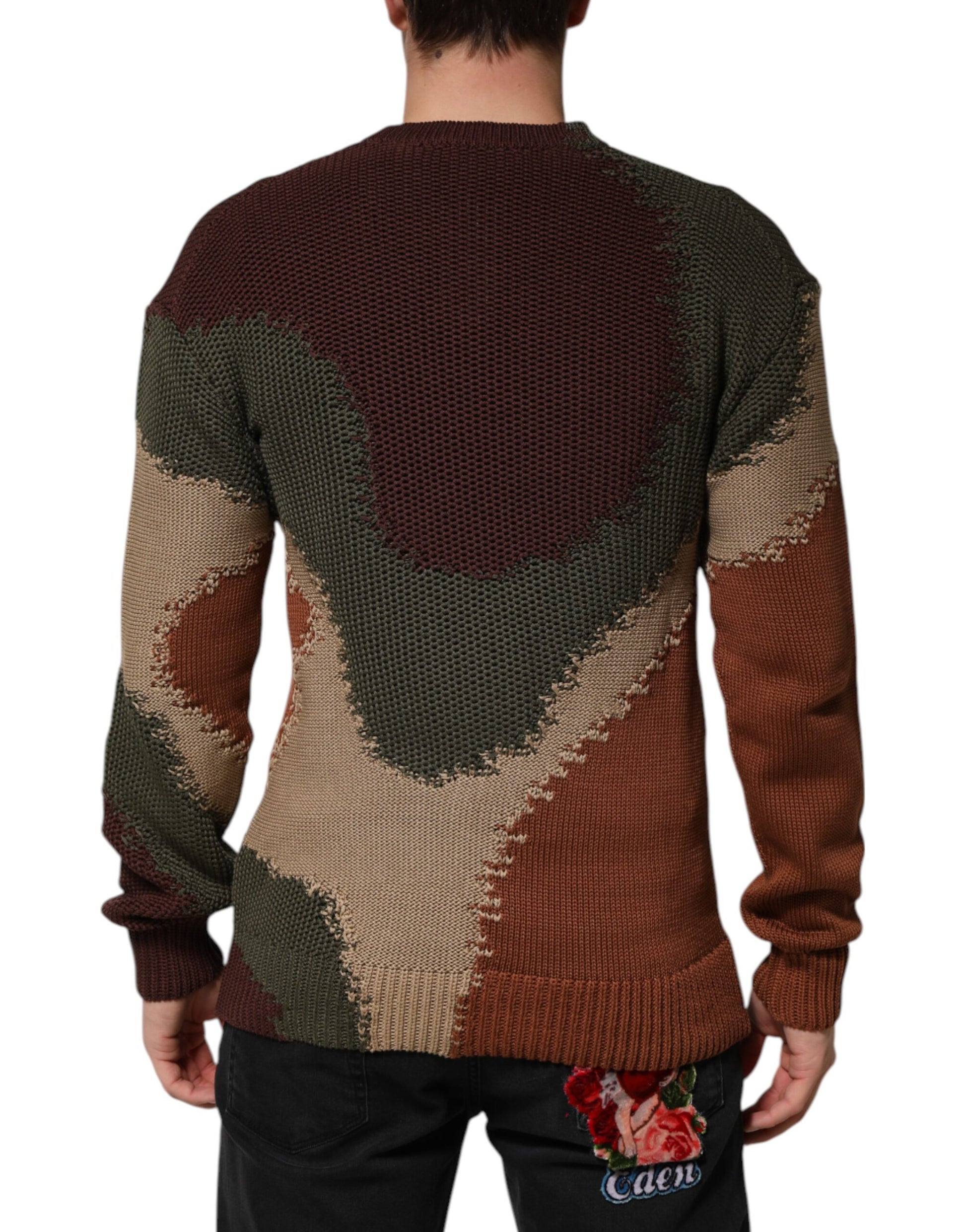Dolce &amp; Gabbana Mehrfarbiger abstrakter Herrenpullover aus Baumwolle