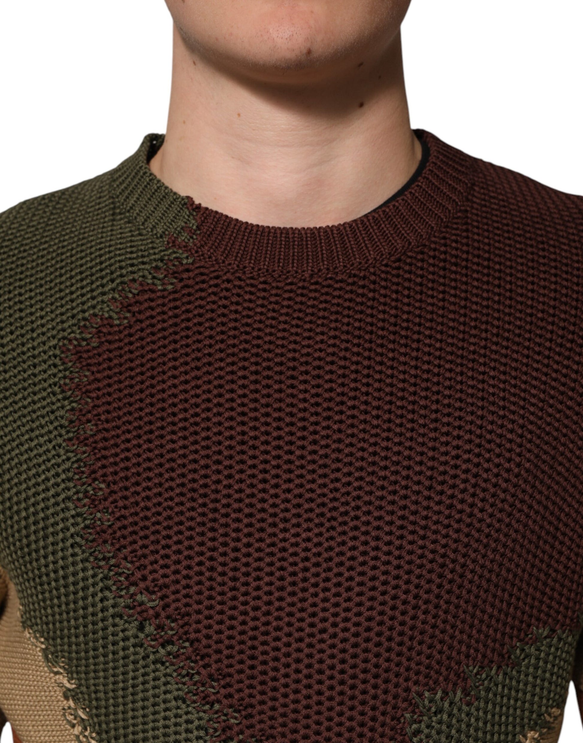 Dolce &amp; Gabbana Mehrfarbiger abstrakter Herrenpullover aus Baumwolle