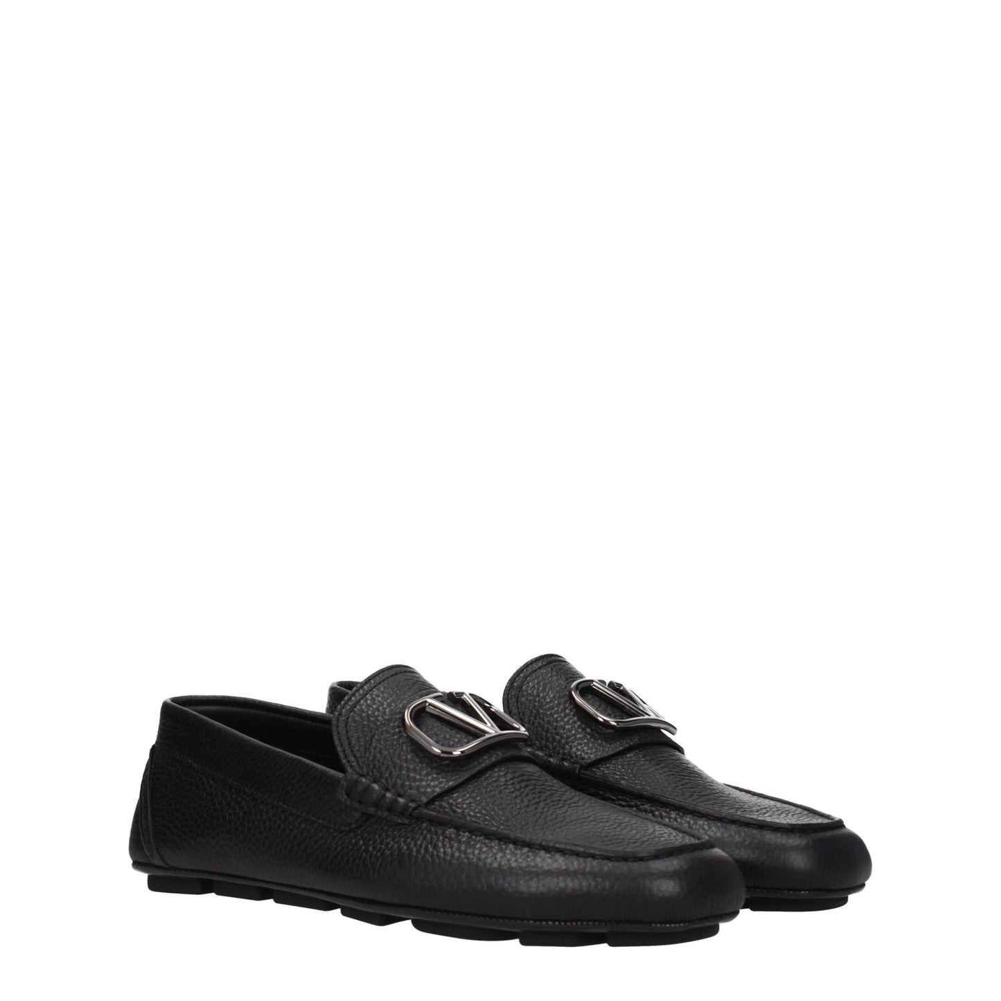 Valentino Garavani Black Leather Slip-On Loafers