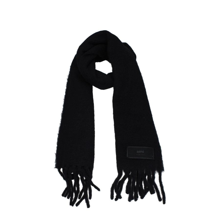 Ami Paris Black Leather Scarf