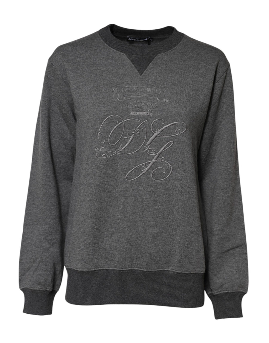Dolce & Gabbana Grauer Pullover mit DG-Logo-Stickerei