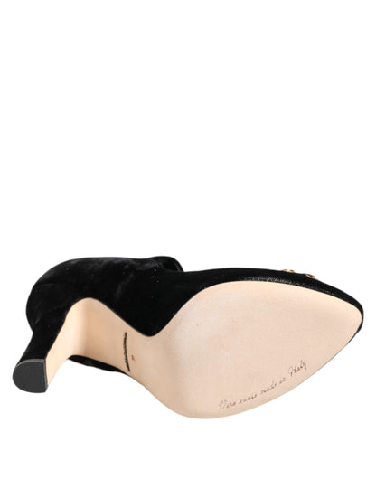 Dolce &amp; Gabbana – Mary-Jane-Schuhe mit schwarzer Rosen-Kristallbrosche