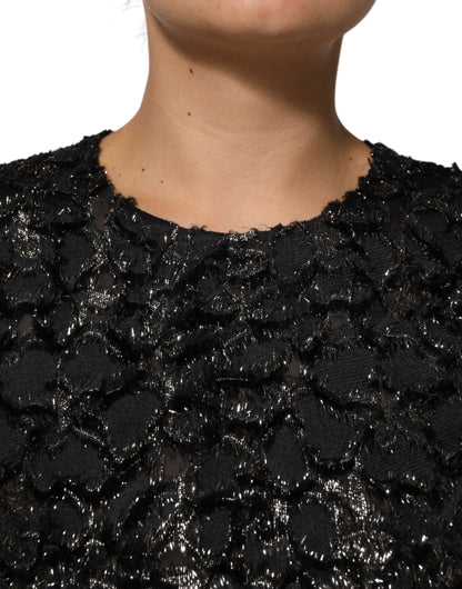 Dolce &amp; Gabbana – Schwarzes Etuikleid aus Bouclé-Tweed mit Pailletten
